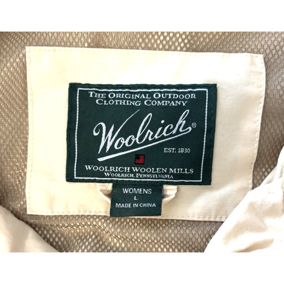 Woolrich Utility Vest Hooded Zip Up Beige Women's L Y2K Outdoor Cabincore - Picture 6 of 7